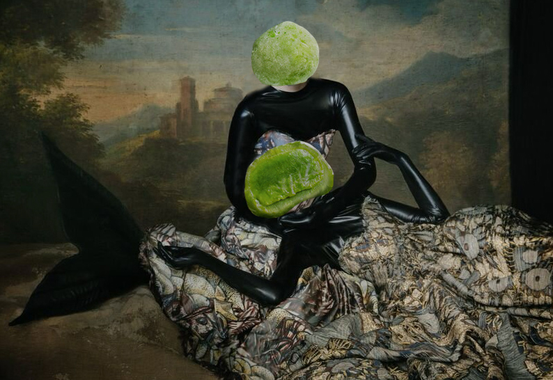 two women in black shirts with patterned white and black dresses